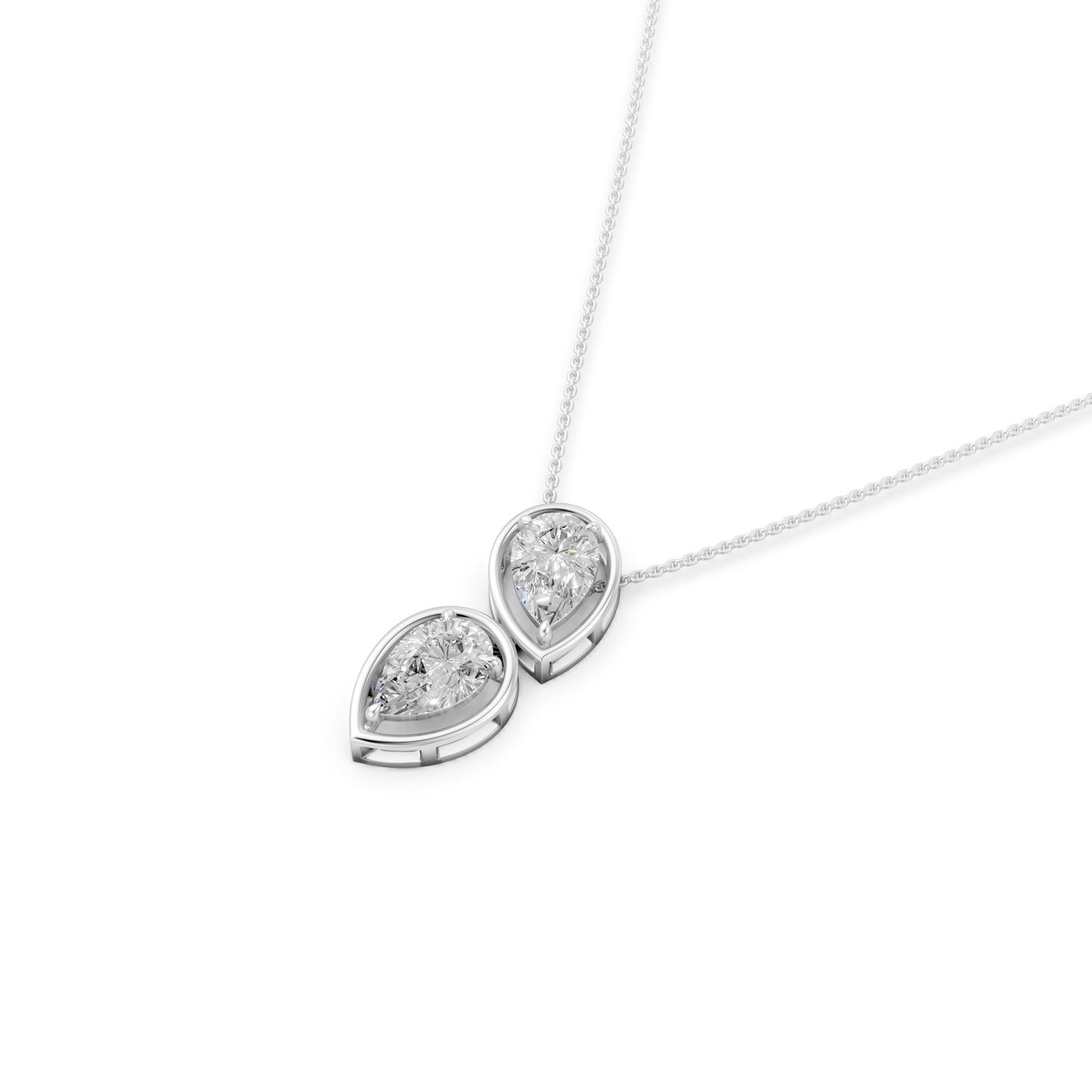 Twin Pear Toi Et Moi Necklace in Lab Grown Diamond