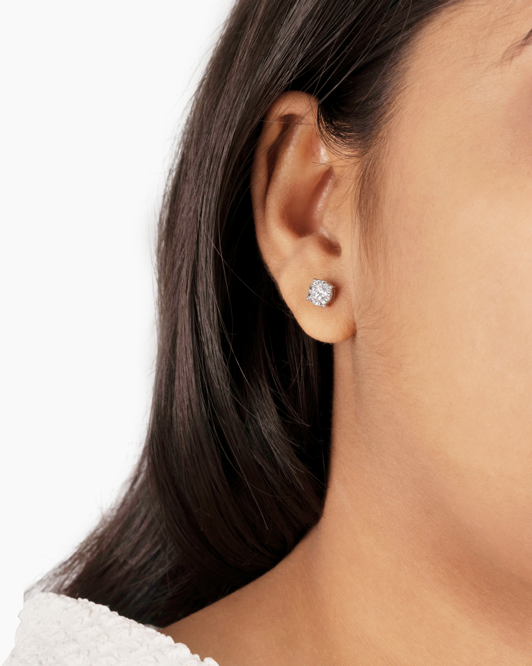 Round Diamond Miracle Plate Stud Earrings