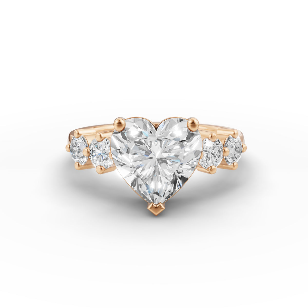 Heart-Shape Solitaire Lab-Grown Diamond Ring, IGI-Certified, 14K 18K Gold, angled view