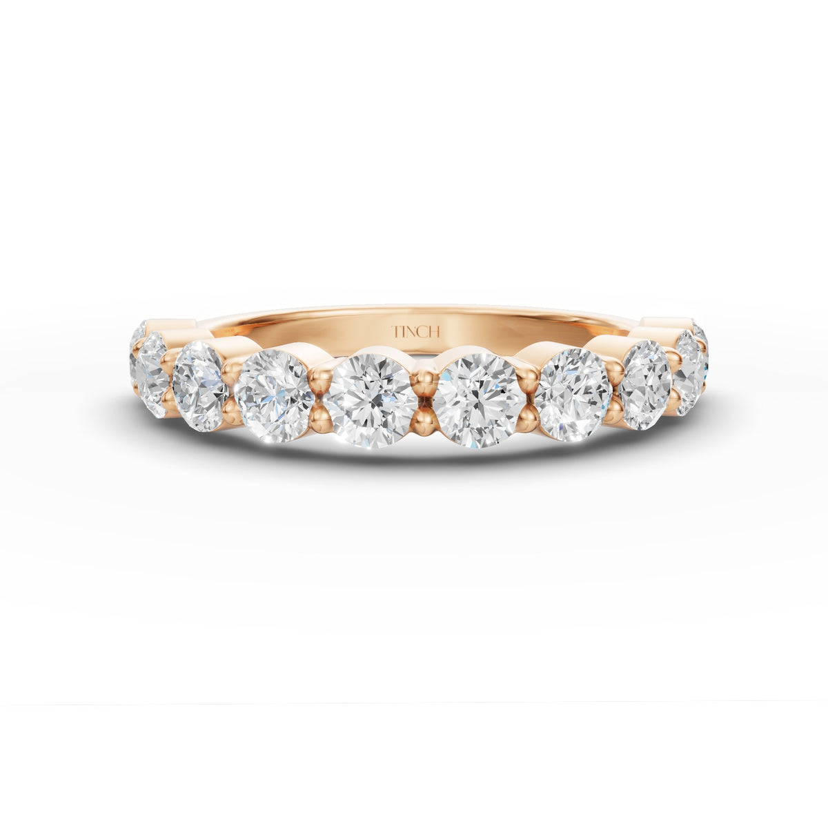 Round Half Infinity Stack Ring, IGI-Certified, angled view