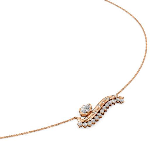 Crown Pear Galaxy Wave Necklace in Lab Grown Diamond