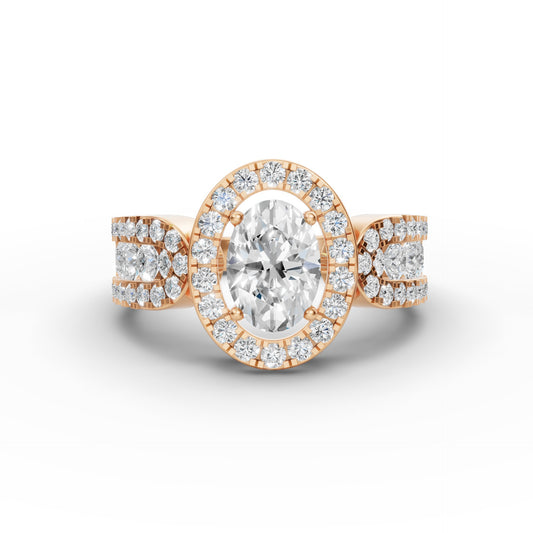 Classic Oval Halo Engagement Ring in Lab Grown Diamond