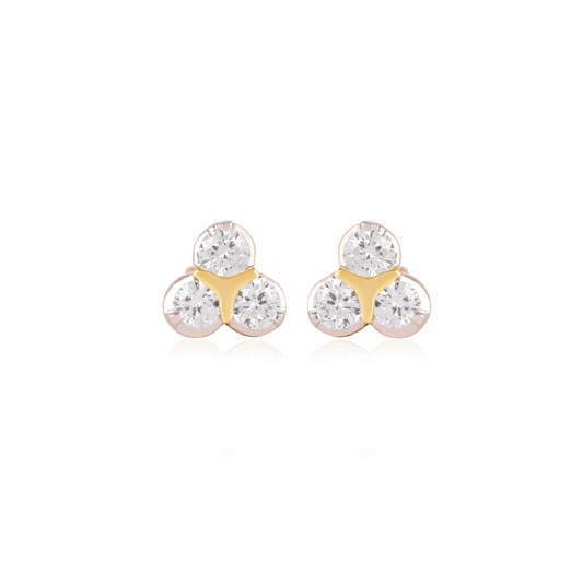 Round Diamond Cluster Stud Earrings