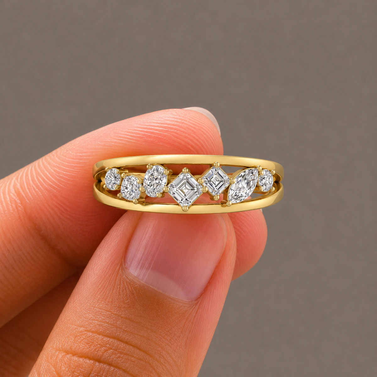 Multi Shape Diamond Stack Ring