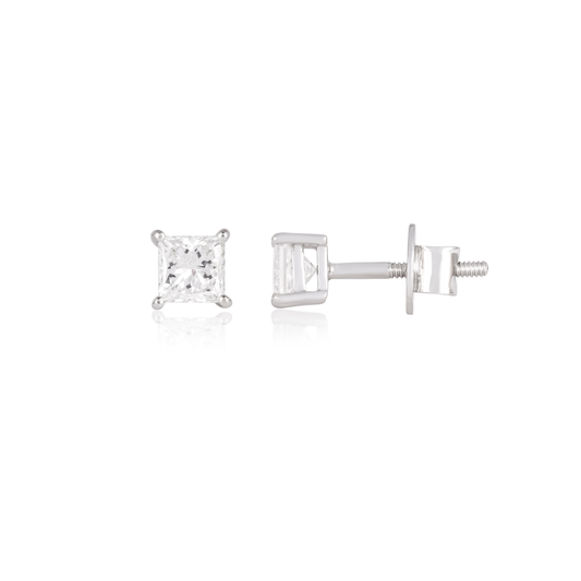 Princess Cut Diamond Solitaire Stud Earrings