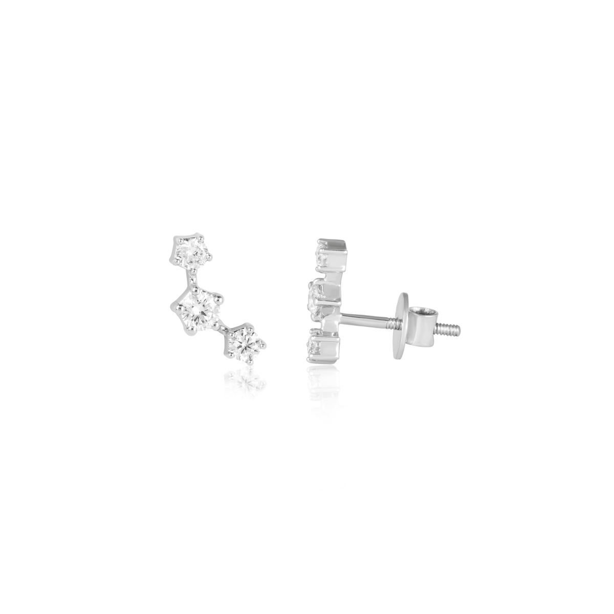 Diamond Constellation Ear Climber Earrings, IGI-Certified, close-up of frames