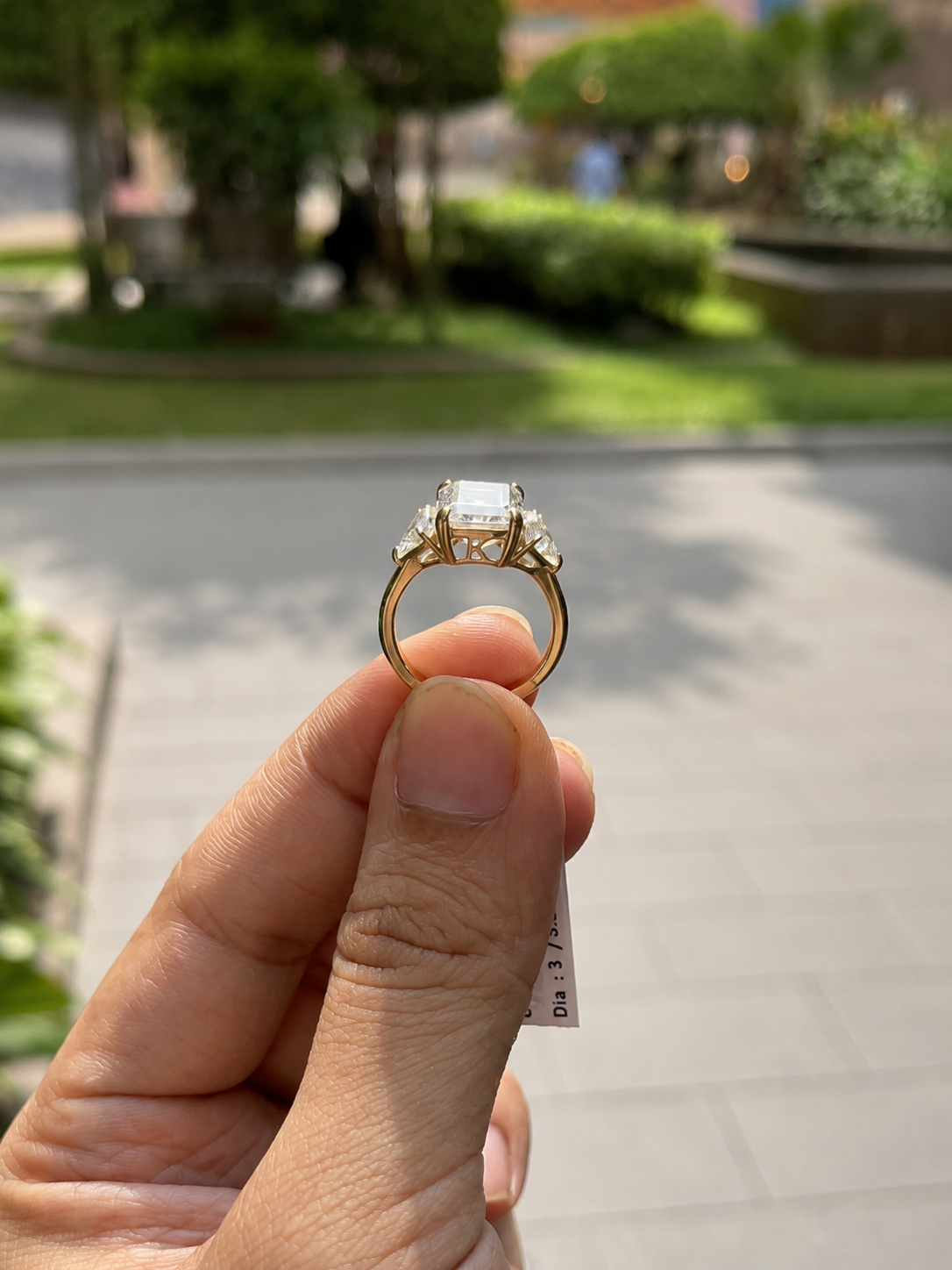 4 Ct Asscher Cut Diamond Ring, IGI-Certified, 14K 18K Gold, angled view
