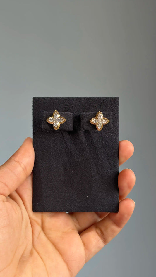 Marquise Diamond Clover Stud Earrings