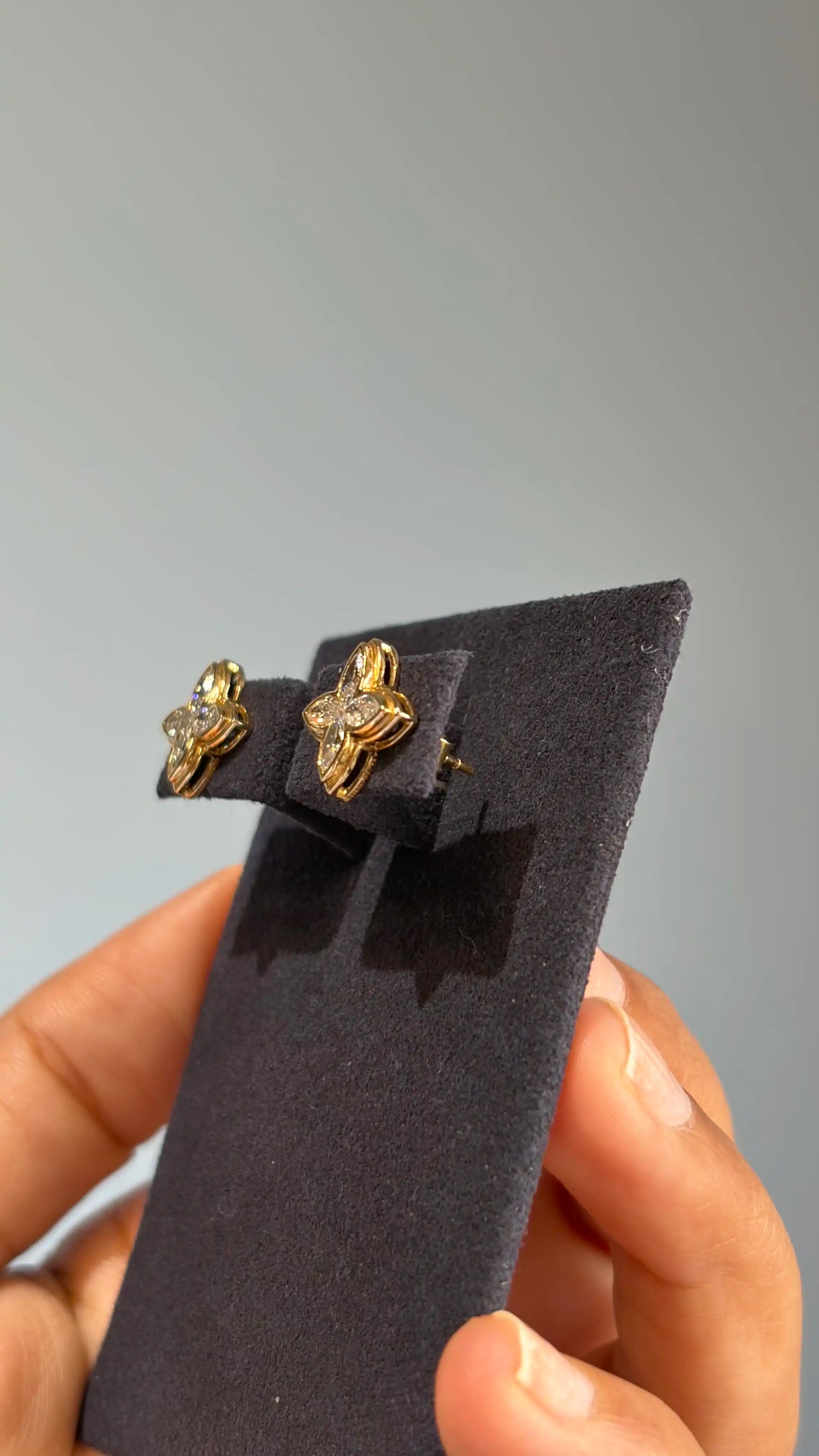 Marquise Diamond Clover Stud Earrings