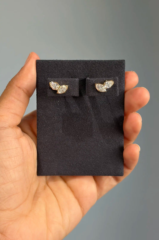 Ardhya Pear Marquise Diamond Crown Setting Stud Earrings