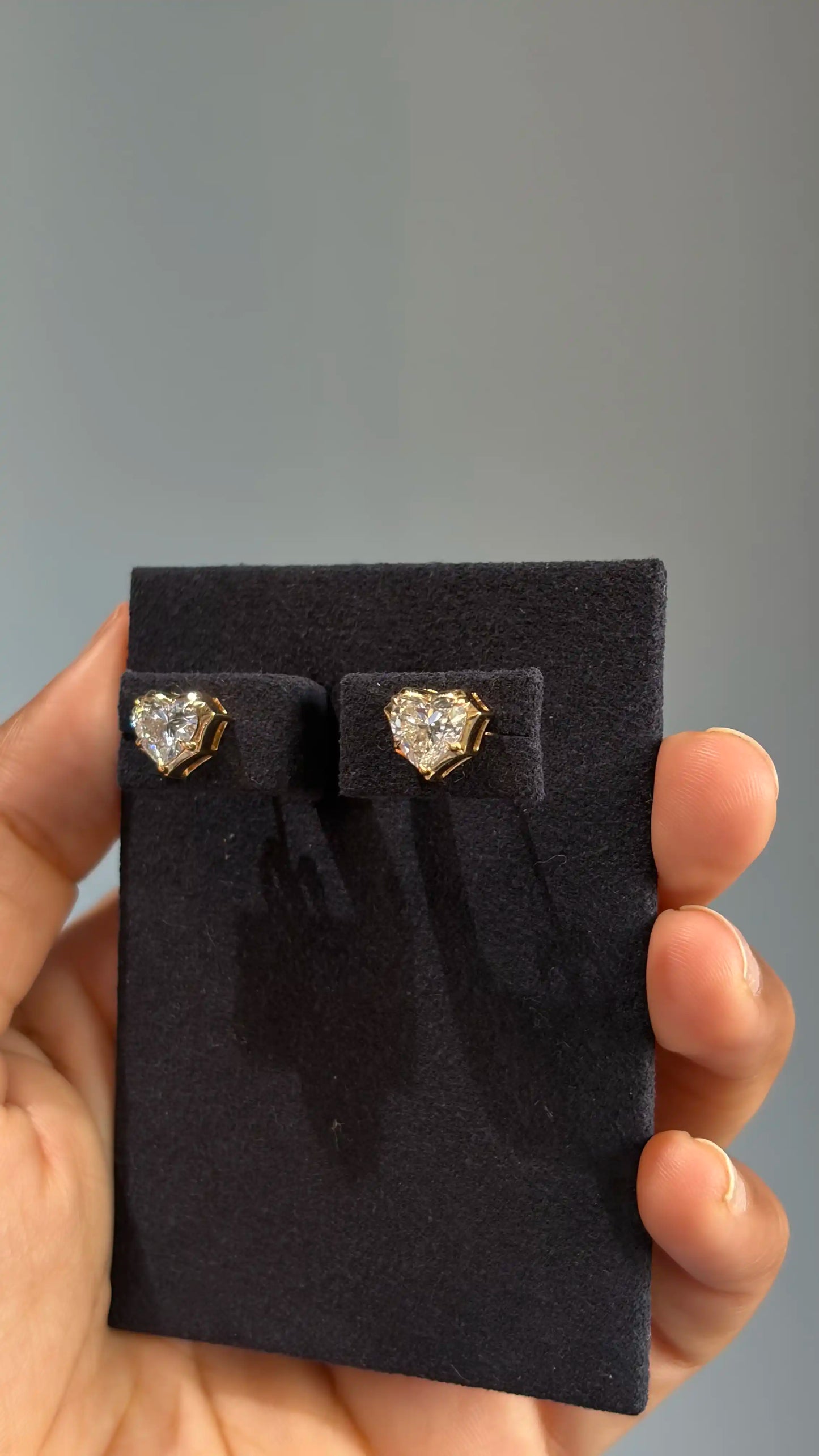 Heart Shape Diamond Crown Setting Stud Earrings