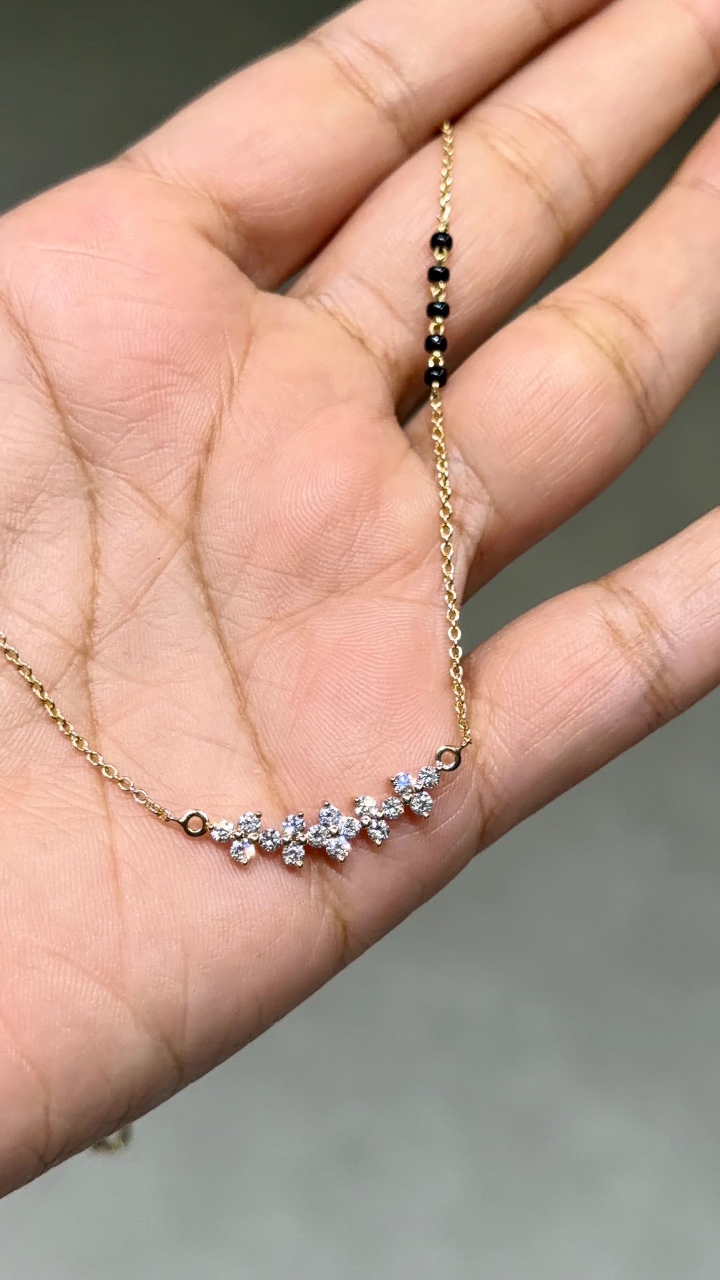 Lab grown diamond gold mangalsutra design for women daily wear