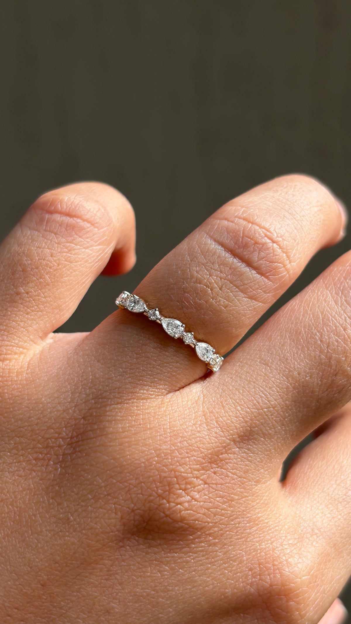 Pear & Round Diamond Stack Ring