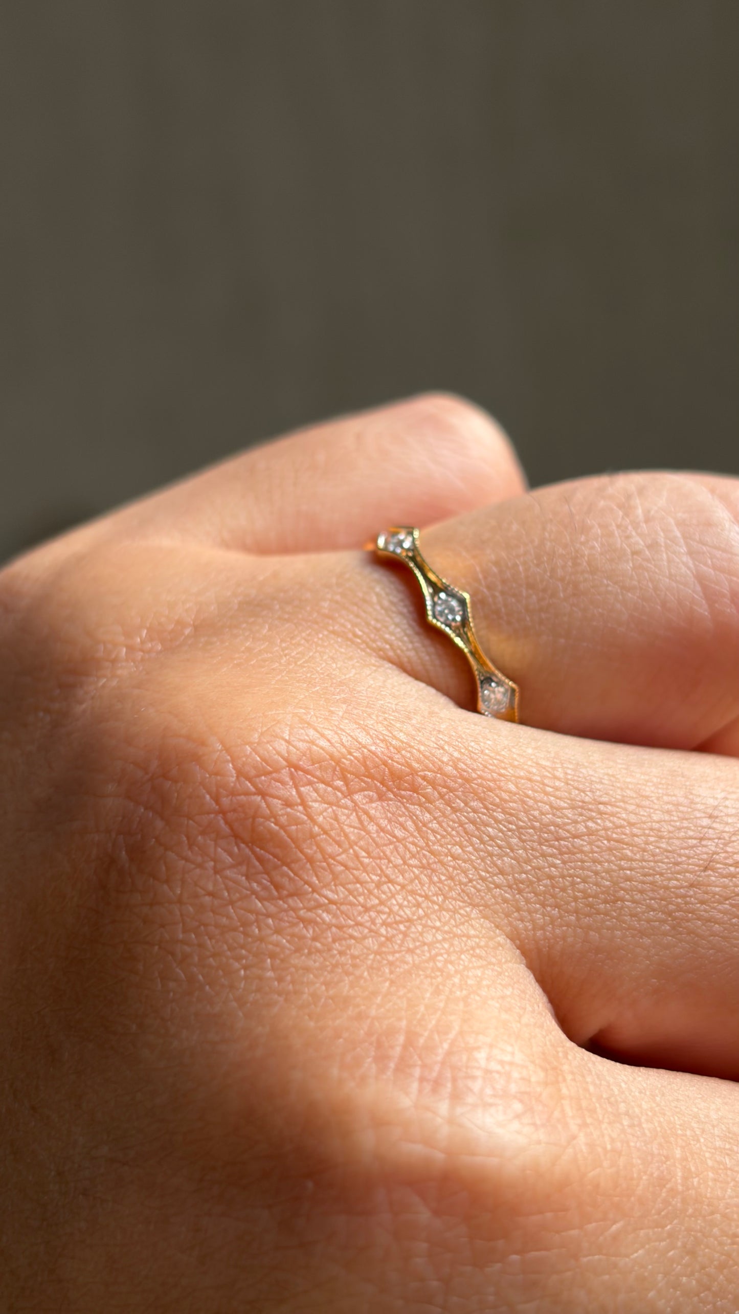 Crown Round Diamond Stack Ring