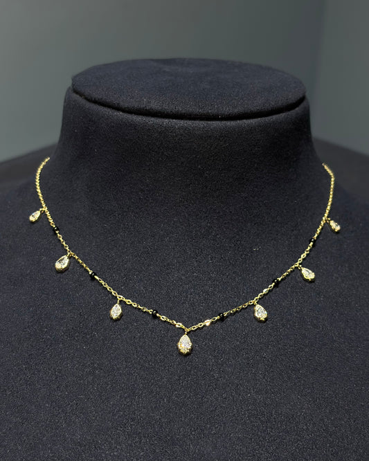 Ardhya Dangling Pear Crown Setting Lab-Grown Diamond Mangalsutra Charm, IGI-Certified, 14K 18K Gold, front view