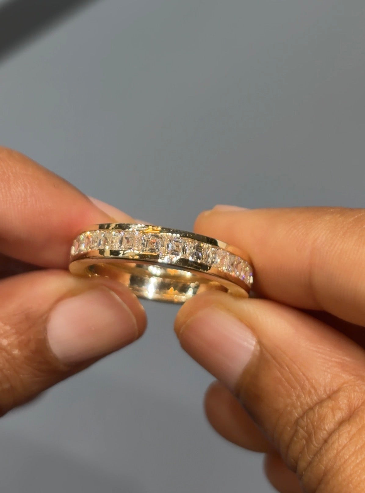 Asscher Cut Lab Grown Diamond Channel Set Men's Ring