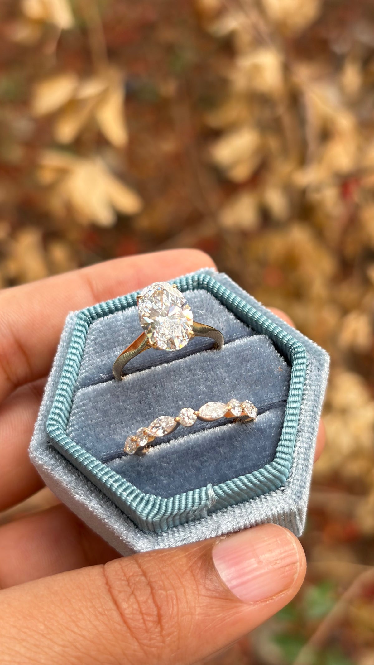 Marquise and Round Half Eternity Stack Lab-Grown Diamond Ring, IGI-Certified, 14K 18K Gold – Tinch Jewels