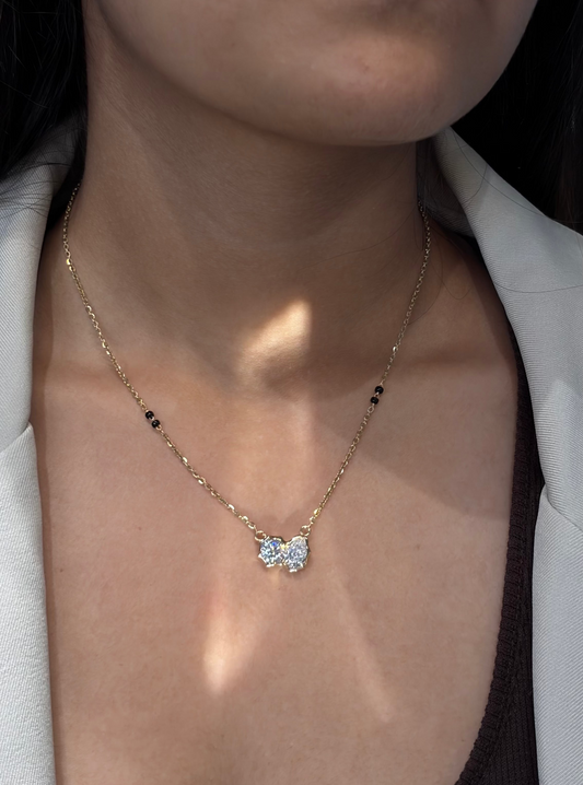 Ardhya Wave Toi et Moi Lab-Grown Diamond Mangalsutra, IGI-Certified, 14K 18K Gold, front view