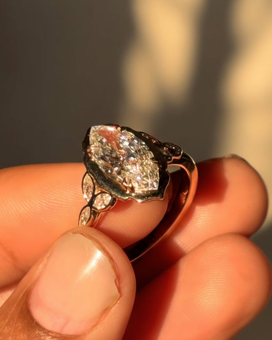 Lotus Marquise Floral Engagement Ring