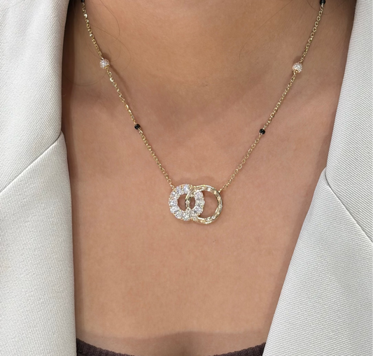 Infinity Eternity Oval & Star Galaxy Ring Mangalsutra in Lab Grown Diamond