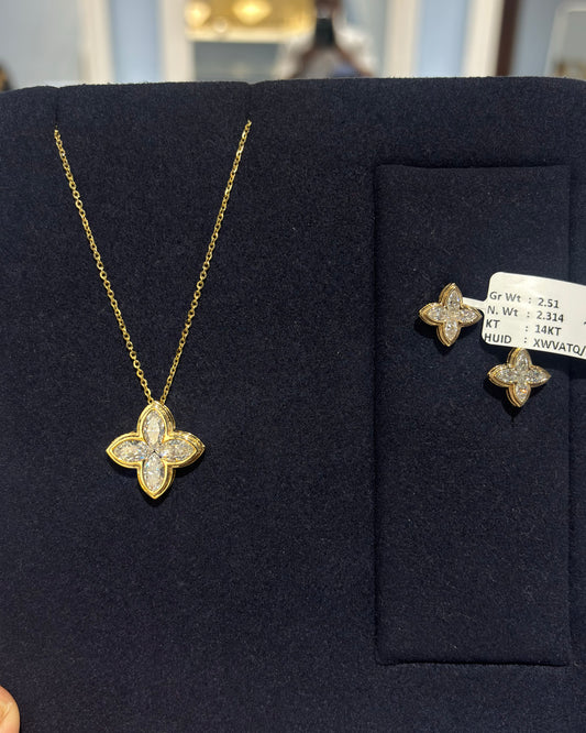 Luxe Marquise Clover Diamond Lab-Grown Diamond Chain Pendant, IGI-Certified, 14K 18K Gold – Tinch Jewels