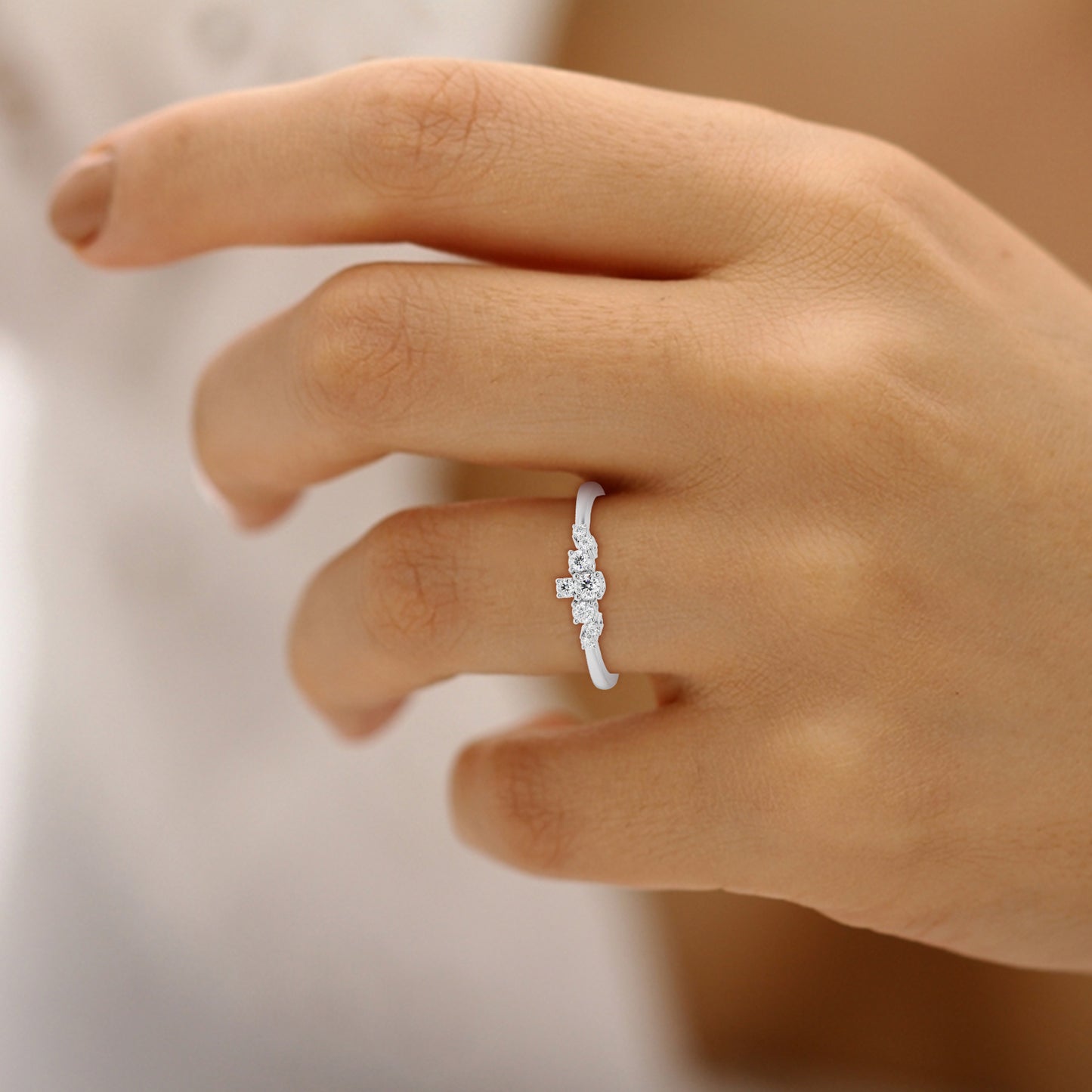 Petite Cluster Stack Ring in Lab Grown Diamond