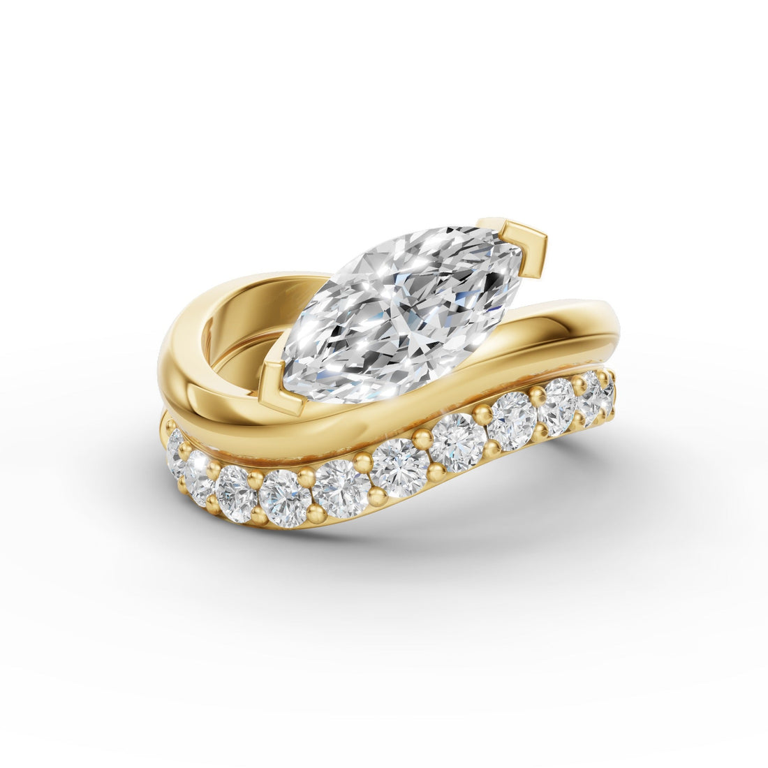 IGI-certified marquise diamond ring in gold