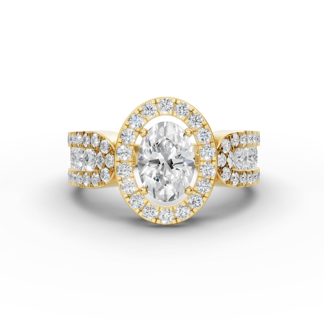 Oval cut diamond halo engagement ring