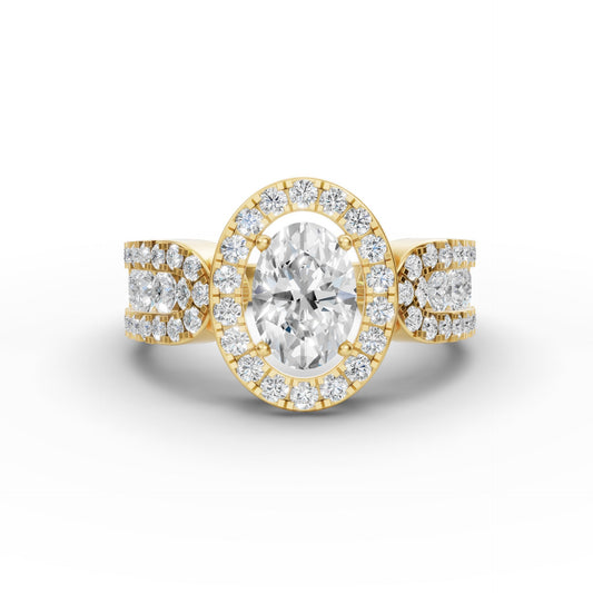 Oval cut diamond halo engagement ring
