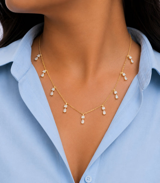 14K and 18K gold diamond charm necklace