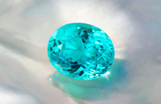 Natural Paraiba tourmaline loose gemstone, neon blue-green