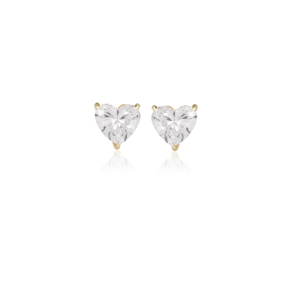 Heart Shape Diamond Solitaire Lab-Grown Diamond Stud Earrings, IGI-Certified, 14K 18K Gold, front view