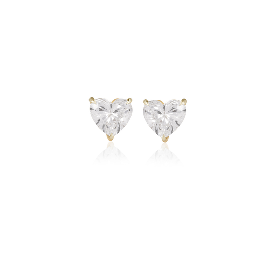 Heart Shape Diamond Solitaire Stud Earrings