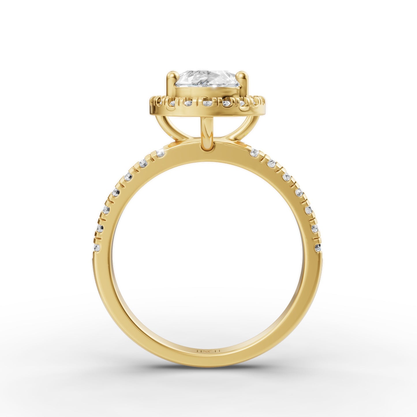Pear Halo Diamond Studded Engagement Ring in Lab Grown Diamond