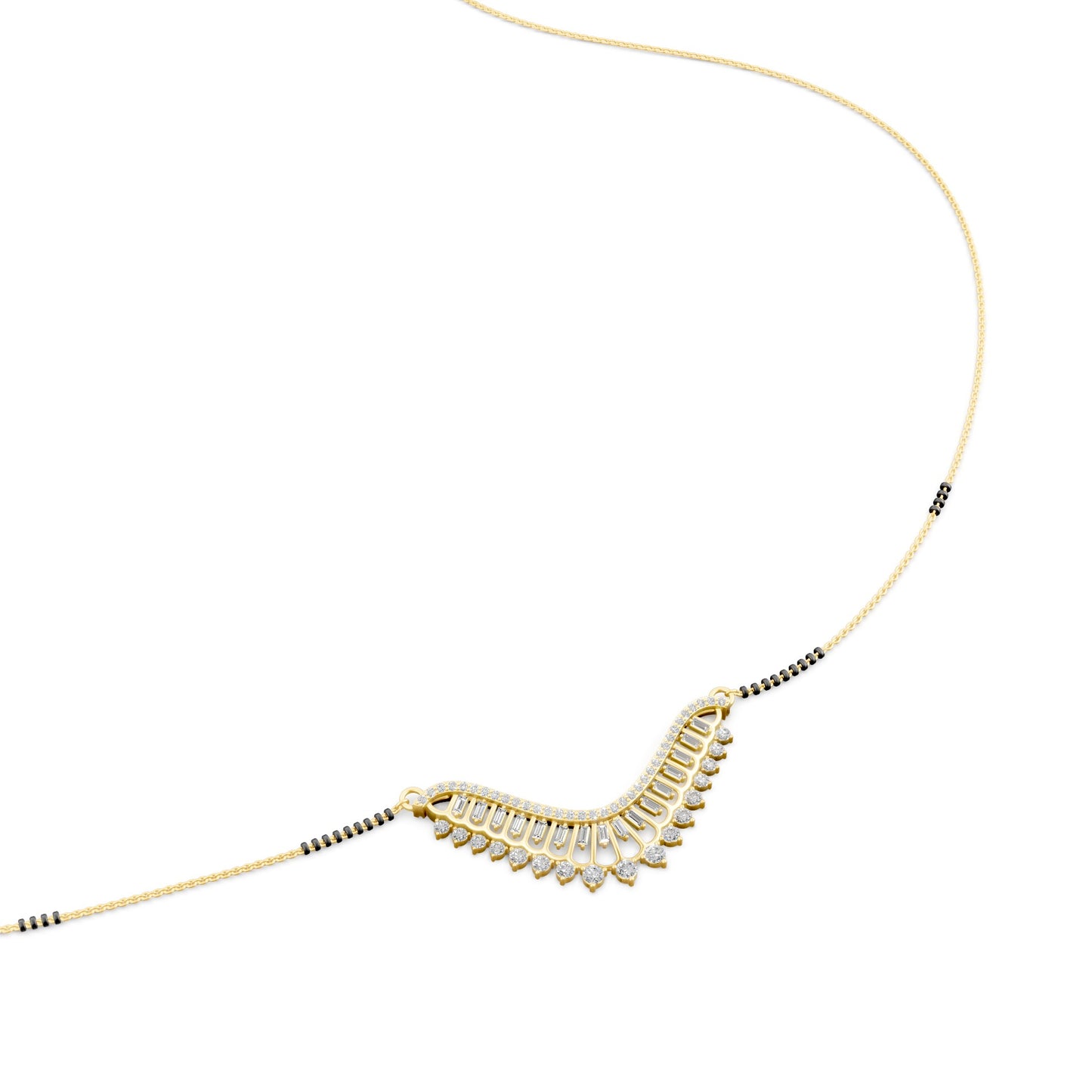Royal Crescent Baguette Mangalsutra in Lab Grown Diamond