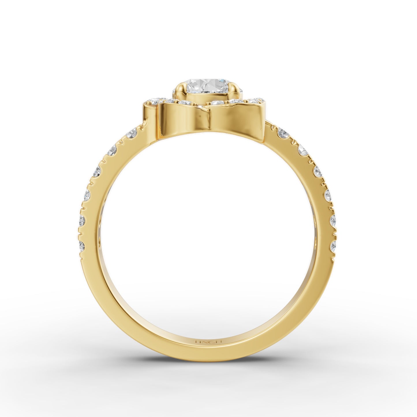Round Solitaire Flora Halo Engagement Ring in Lab Grown Diamond