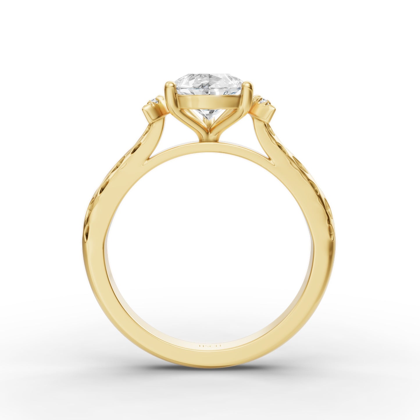 Crescent Pear Solitaire Engagement Ring in Lab Grown Diamond