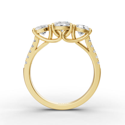 Three Round Stone Engagement Ring in Lab Grown Diamond