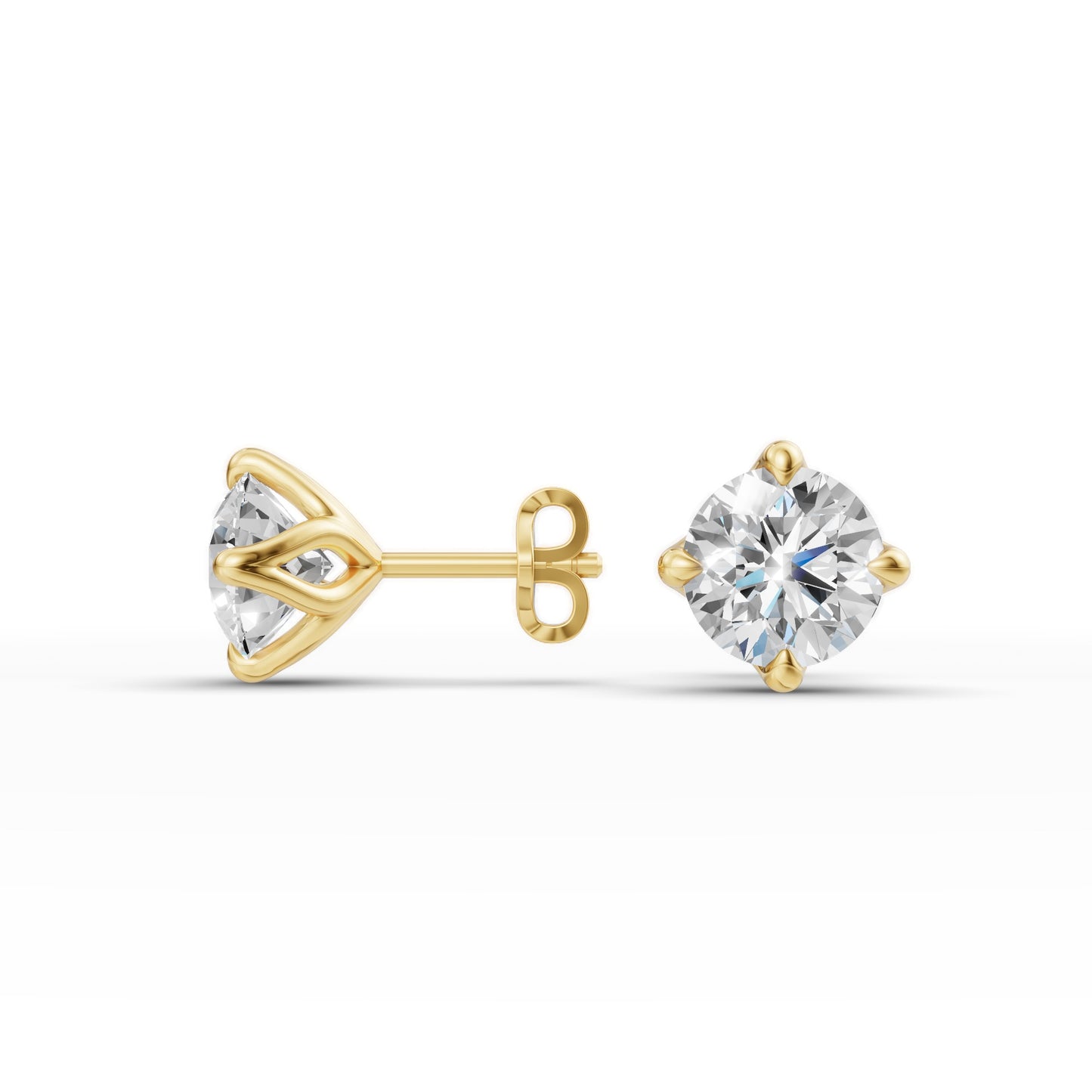 Round Diamond Tulip Setting Stud Earrings