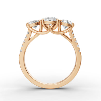 Three Round Stone Engagement Ring in Lab Grown Diamond