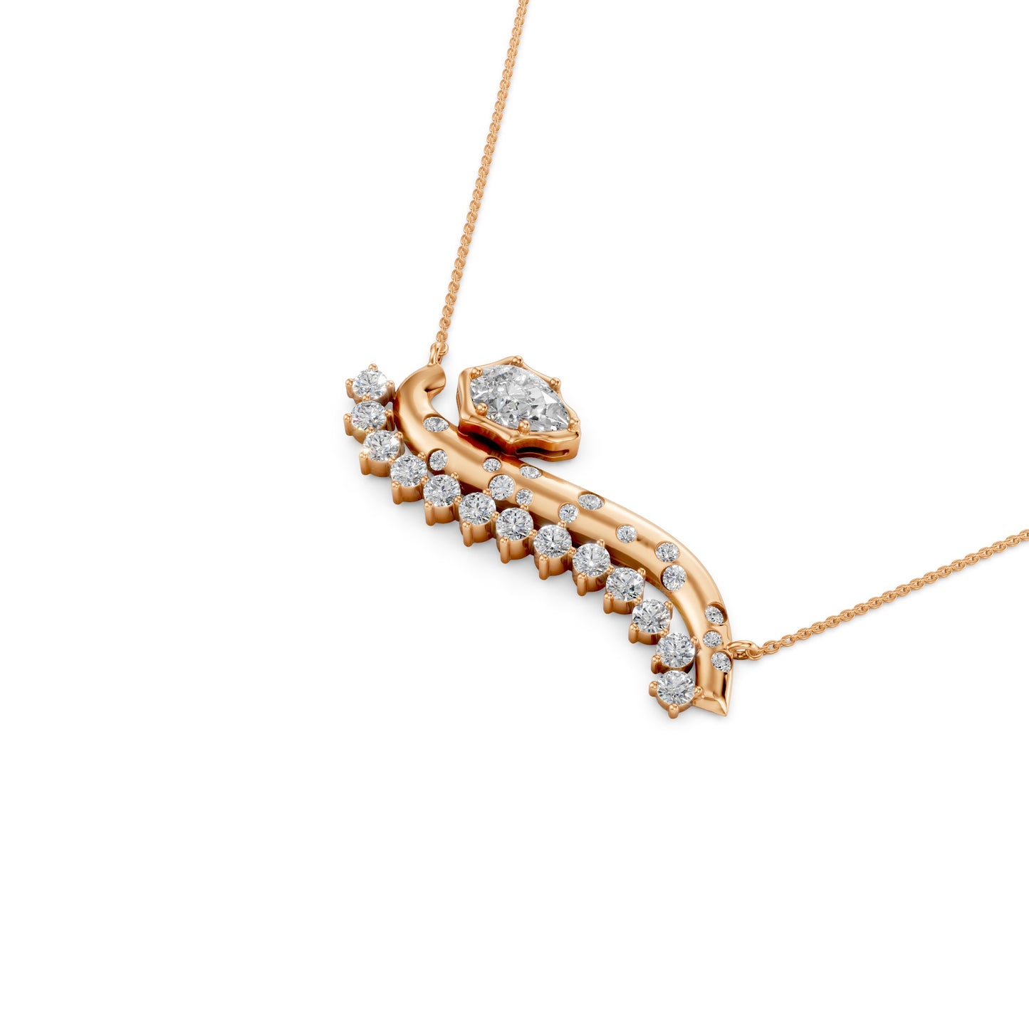 Crown Pear Galaxy Wave Necklace in Lab Grown Diamond