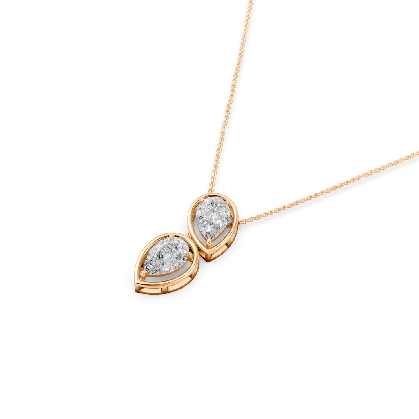 Twin Pear Toi Et Moi Necklace in Lab Grown Diamond
