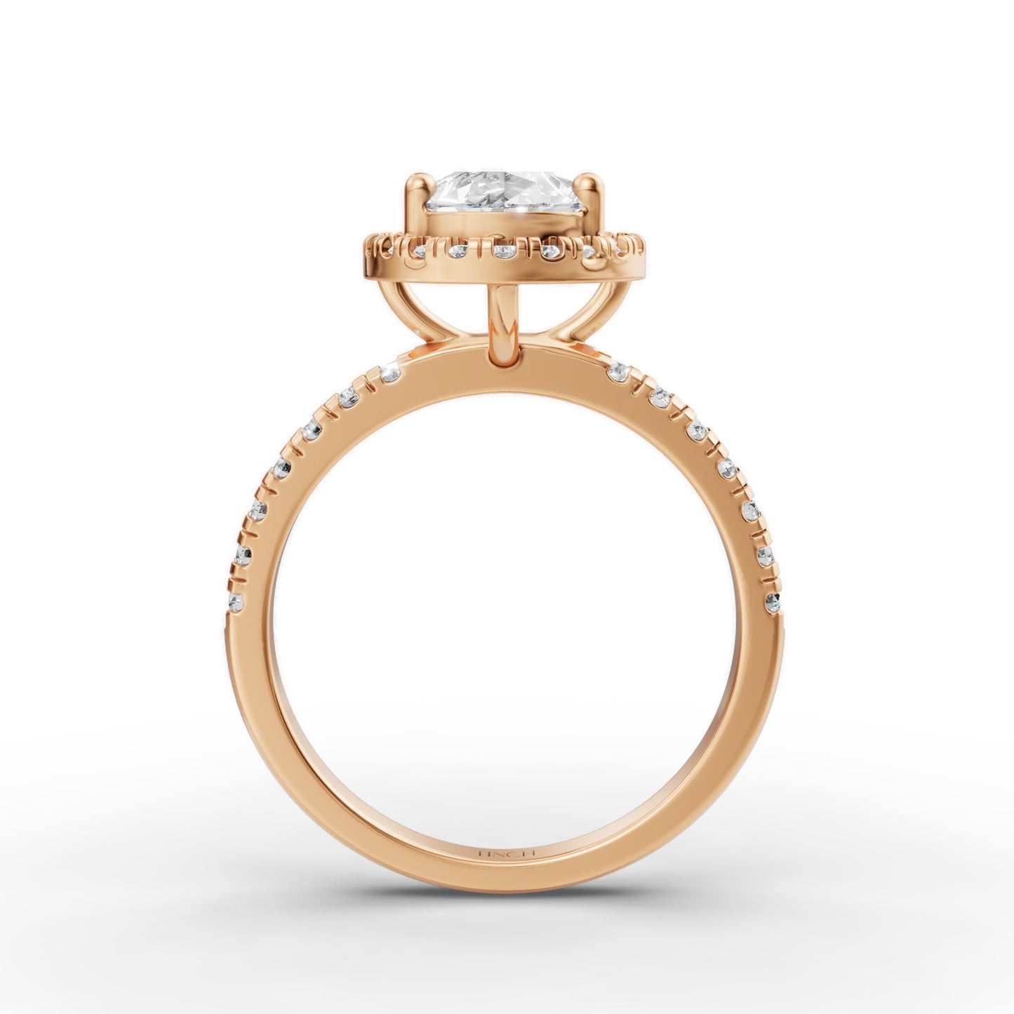 Pear Halo Diamond Studded Engagement Ring in Lab Grown Diamond