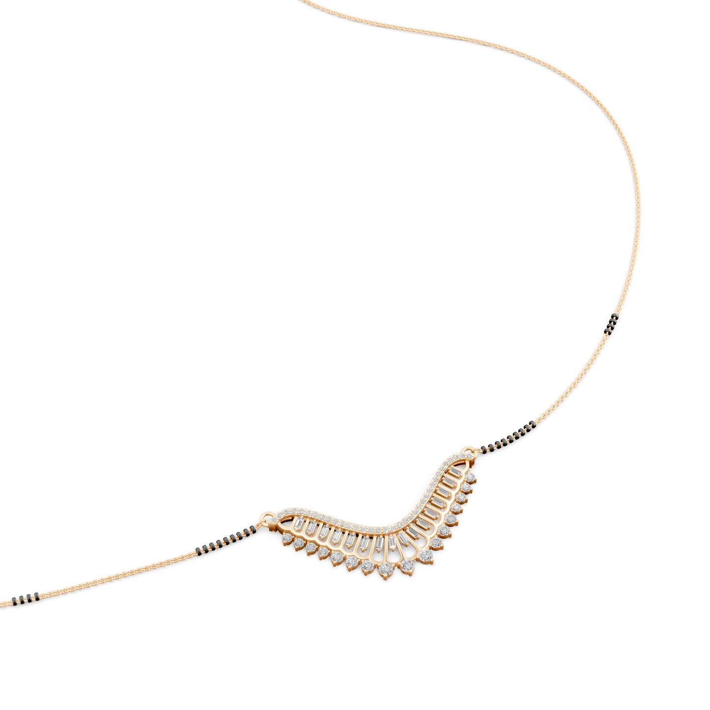Royal Crescent Baguette Mangalsutra in Lab Grown Diamond