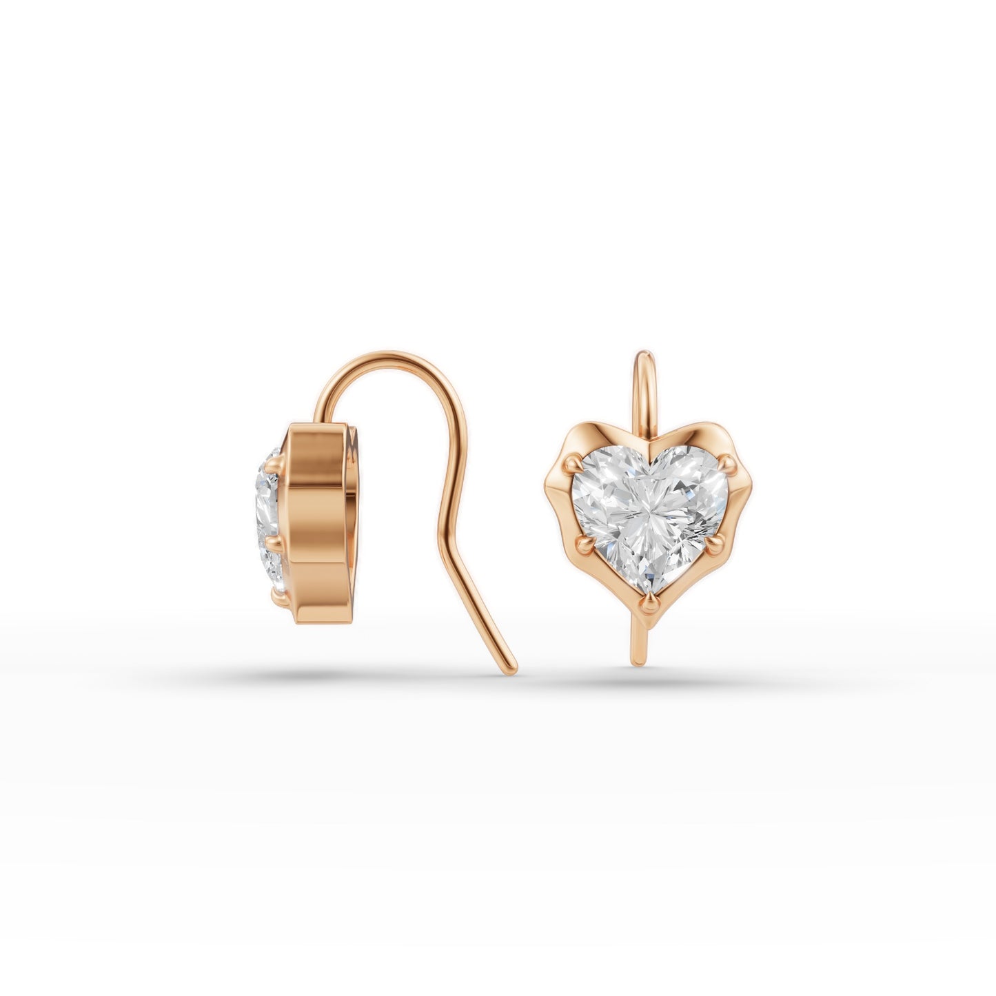 Heart Shape Diamond Hoop Earrings