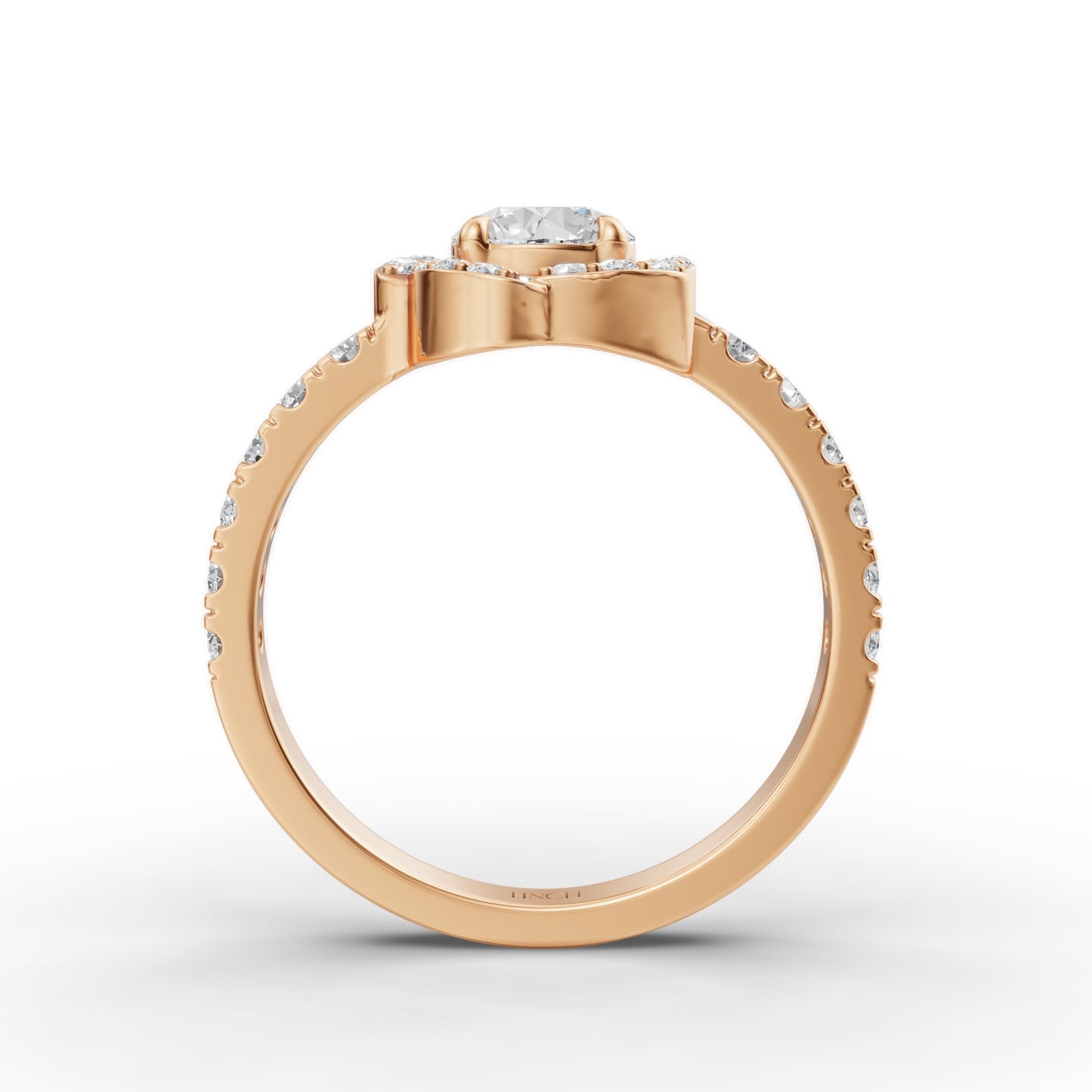 Round Solitaire Flora Halo Engagement Ring in Lab Grown Diamond