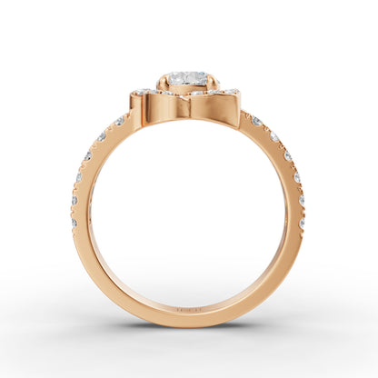 Round Solitaire Flora Halo Engagement Ring in Lab Grown Diamond