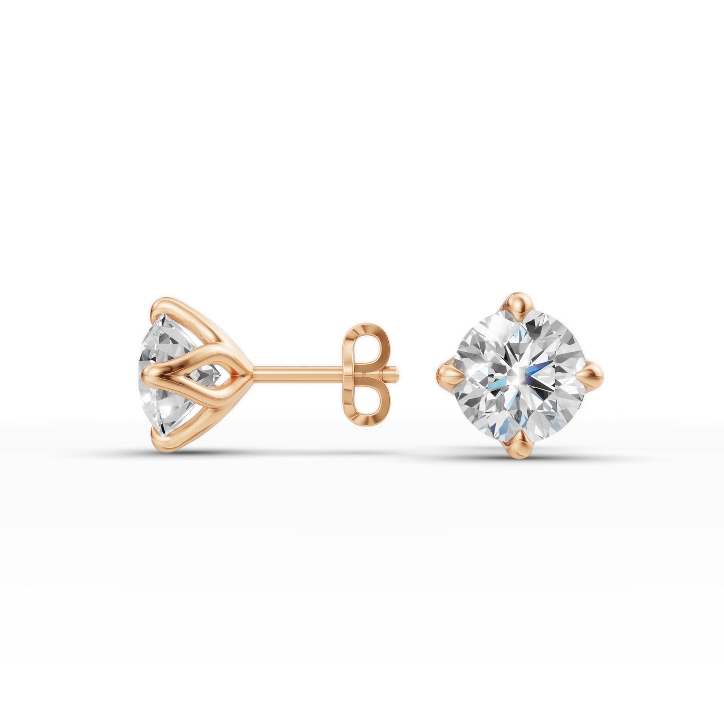 Round Diamond Tulip Setting Stud Earrings