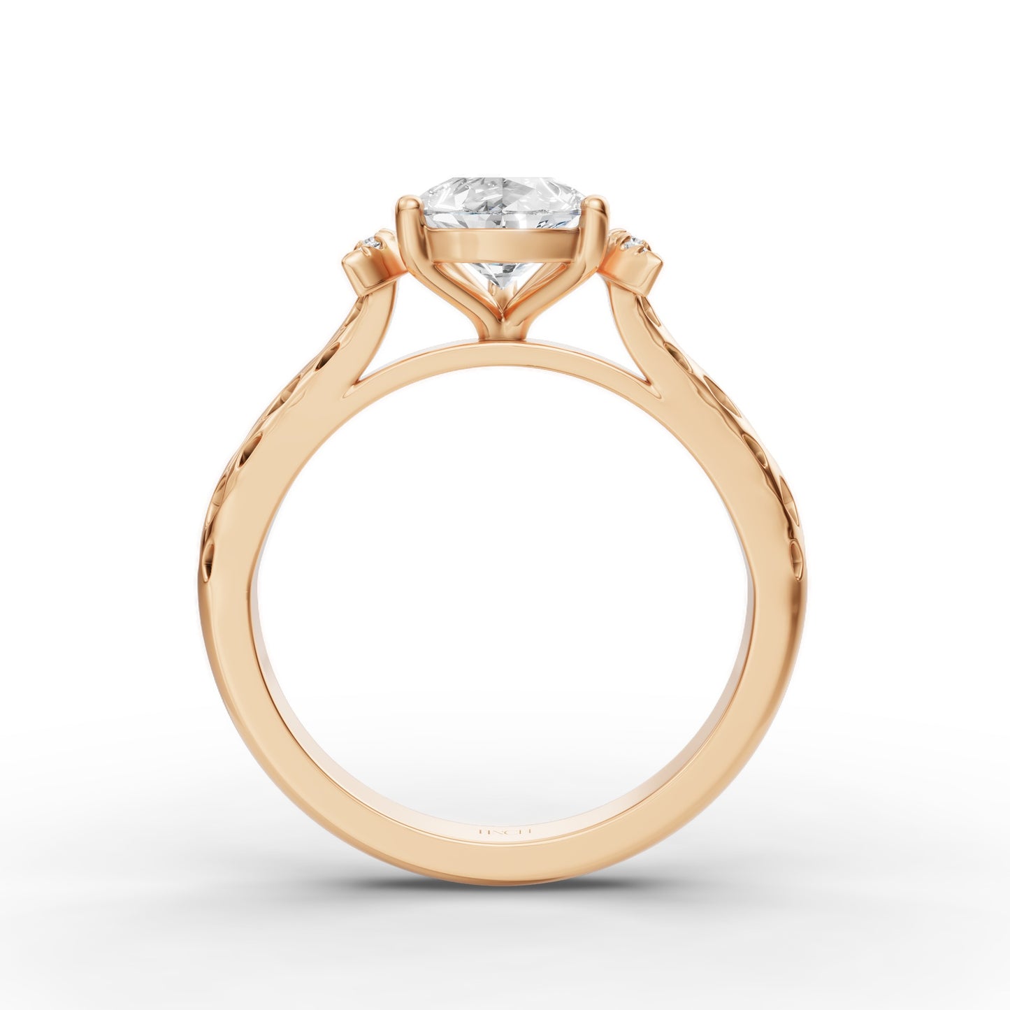 Crescent Pear Solitaire Engagement Ring in Lab Grown Diamond