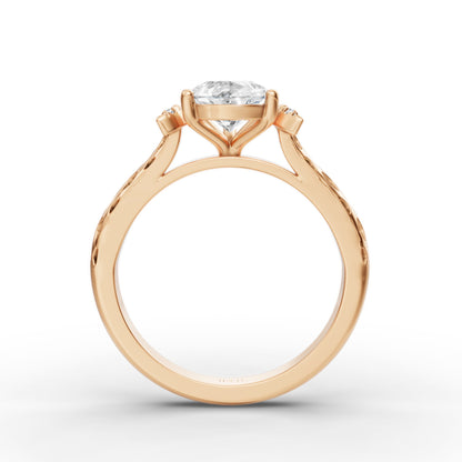 Crescent Pear Solitaire Engagement Ring in Lab Grown Diamond